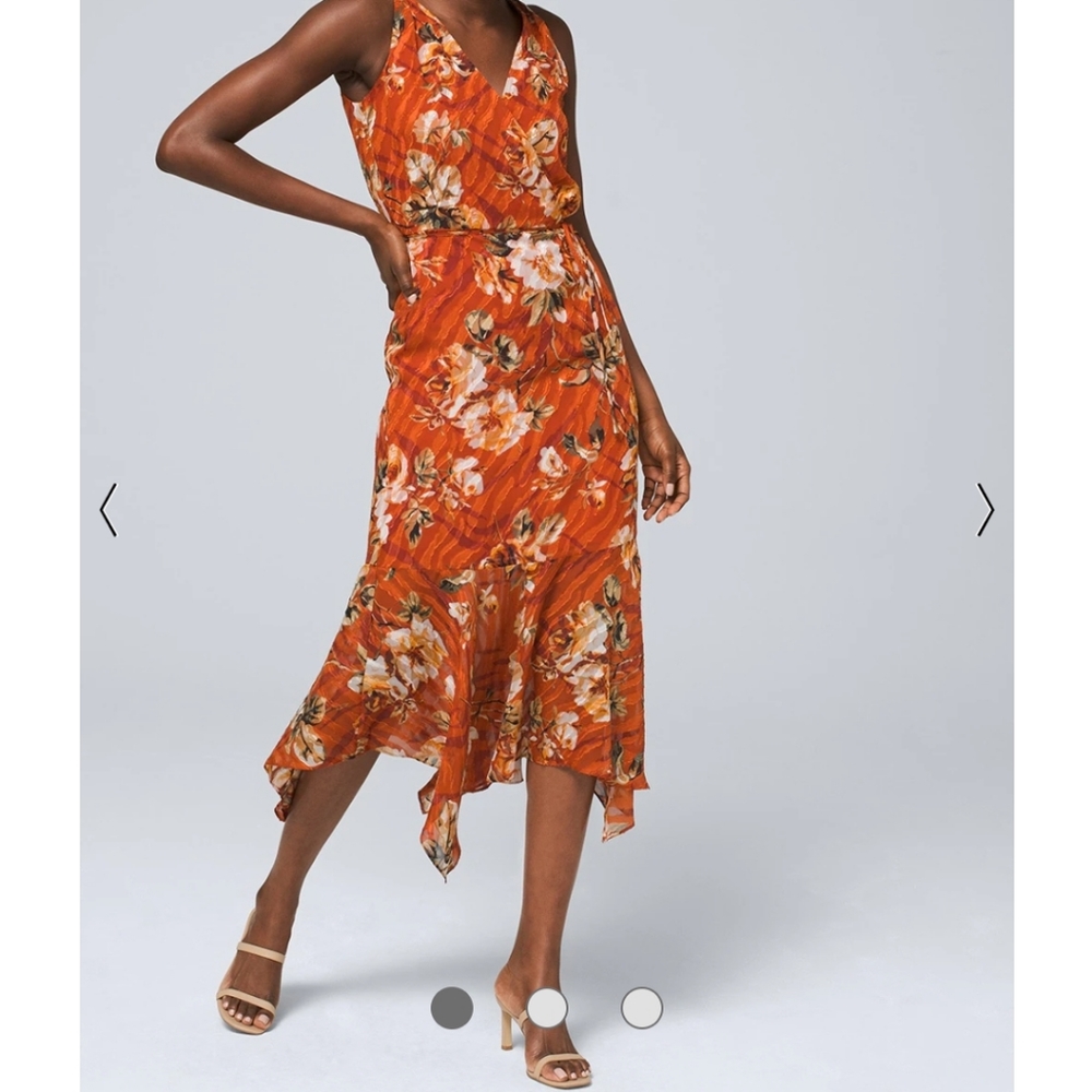 White House Black Market Orange Floral Dress ♥